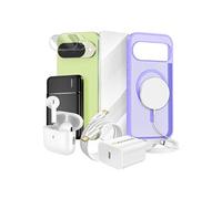 Pack Elite pour Pixel 10 Coque, Verre, Chargeurs, Batterie externe, Magsafe, Écouteurs Bluetooth (8 pièces) Mayaxess Violet Violet