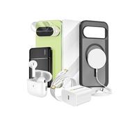 Pack Elite pour Pixel 10 Coque, Verre, Chargeurs, Batterie externe, Magsafe, Ecouteurs Bluetooth (8 pièces) Noir