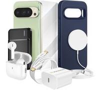 Pack Elite pour Pixel 10 Pro Coque, Verre, Chargeurs, Batterie externe, Magsafe, Ecouteurs Bluetooth (7 pièces) Bleu nuit