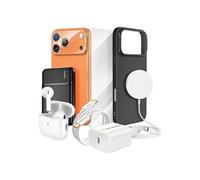 Pack Elite pour pour iPhone 17 Pro Max Coque, Verre, Chargeurs, Batterie externe, Magsafe, Écouteurs Bluetooth (8 pièces) Mayaxess Noir Noir
