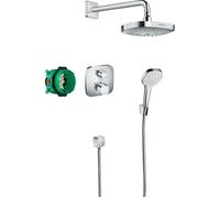 Pack encastré douche Croma Select E - HANSGROHE - Ecostat E Chromé - Design - Laiton - Monotrou