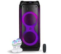 Pack Enceinte Active Autonome USB Bluetooth Ibiza 1200W COLUMBA1200 - 2 Effets de Lumière Rotatif Disco Soirée Musique Anniversaire