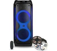 Pack Enceinte Active Autonome USB Bluetooth Ibiza 1200W COLUMBA1200 - Pack Flexible Lumineux LED Multicouleur Fête Anniversaire Noir