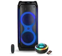 Pack Enceinte Autonome Active USB Bluetooth Ibiza 1200W COLUMBA1200 - Enceinte Lumineuse Relax Nebula - Disco Sono Fête Soirée DJ