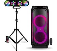Pack Enceinte Autonome Active USB Bluetooth Ibiza 1200W COLUMBA1200 - Portique Jeux Lumières Projecteur PAR Astro Fête Soirée Noir