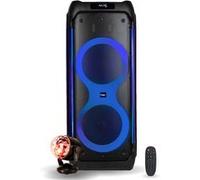 Pack Enceinte Autonome Bluetooth Active USB 1200W COLUMBA1200 - Boule Disco RGB LED Effet Astro Fête Musique Anniversaire DJ Noir