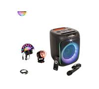 Pack Enceinte Autonome Karaoké Lumineux Bluetooth CUBE180 180W SD USB 1 Micro - Effet Lumière Astro LED Multicolore - Enfant Cadeau