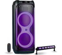 Pack Enceinte Autonome USB Bluetooth Active 1200W Ibiza COLUMBA1200 - Barre Lumière UV LED-UVBAR6 Fête Anniversaire Musique DJ Noir
