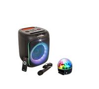 Pack Enceinte Bluetooth Lumineux Autonome Karaoké CUBE180 180W SD USB 1 Micro - Jeu Lumières Astro LED 6 Couleurs - Enfant Cadeau