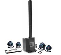 Pack Enceinte Colonne Sono 480W RMS MEGAMAX-TOWER DSP - 4 projecteurs Par - 1 multiprise - Soirée Fête DJ