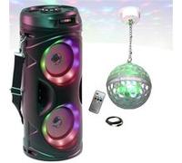 Pack Enceinte Enfant Lumineuse LEDS Batterie Bluetooth USB SD FM PARTY TEEN-VIBE - Boule Disco LEDS RGB ASTRO-BALL8 - Soirée Boum