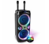 Pack Enceinte Karaoké 1000W USB Bluetooth TWS Ibiza Sound COLUMBA-KARAOKE - 2 Micros Sans Fil - Effet Astro LED 6 Couleurs - Soirée