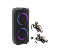 Pack Enceinte Karaoké 250W USB Bluetooth Portable BoomTone DJ BOOMASTER300 Tuner FM - 2 Micros Filaires - Soirée Anniversaire