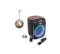 Pack Enceinte Karaoké Autonome Bluetooth Lumineux CUBE180 180W SD USB 1 Micro - Jeu Lumière Astro-ball8 - Cadeau Enfant Anniversaire