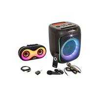 Pack Enceinte Karaoké Bluetooth Autonome Lumineux CUBE180 180W SD USB 1 Micro - Petite Enceinte Portable - Musique Enfant Cadeau