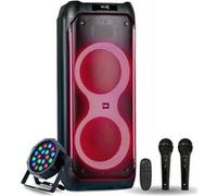 Pack Enceinte Karaoke Bluetooth Autonome USB Active Ibiza 1200W COLUMBA1200 - 2 Micros Filaires - Projecteur PAR LED PARTY-PAR181