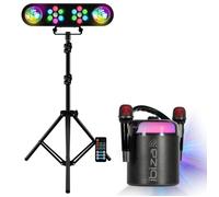 Pack Enceinte Karaoké Ibiza Sound Bluetooth Portable KARAHOME-BK 120W USB 2 Micros sans fil - Pied Lumière 2 Projecteurs 2 Astros