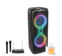 Pack Enceinte Karaoké sans fil sur batterie USB Bluetooth 700W USB TWS LED Ibiza Sound COLUMBA700 - 2 Micros Sans Fil - Effet Derby