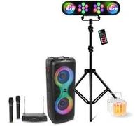 Pack Enceinte Karaoké sur batterie 700W USB Bluetooth TWS Ibiza Sound COLUMBA700 - 2 Micros sans fil - Pied Lumière DJ - Derby
