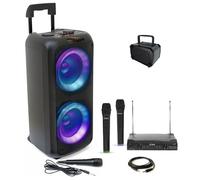 Pack Enceinte Karaoke USB Bluetooth 600W Ibiza VENUS600 - 3 micros - Câble PC - Cadeau 1 mini enceinte Extérieur