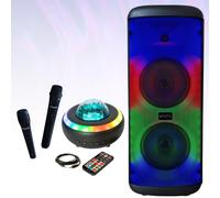 Pack Enceinte Karaoké USB Bluetooth MS-ELECTRO-SOUND600 600W 2 Micros - Enceinte Lumineuse Relax - Soirée Disco Enfant Cadeau