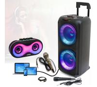 Pack Enceinte Karaoke USB Bluetooth Portable sur Batterie Ibiza VENUS600 600W - 2 Micros - 1 mini Enceinte USB Bleutooth nomade