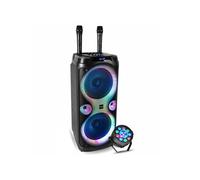 Pack Enceinte Karaoké USB Bluetooth TWS 1000W Ibiza Sound COLUMBA-KARAOKE - 2 Micros Sans Fil - Effet Lumière 2-en-1 PAR Astro Fête