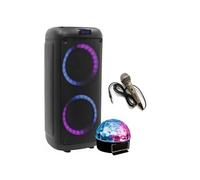 Pack Enceinte Portable 250W Karaoké Bluetooth USB BoomTone DJ BOOMASTER300 Tuner FM - Micro Filaire - Effet Astro LED PARTY-ASTRO6