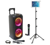 Pack Enceinte portable Ibiza USB Bluetooth Karaoke VENUS600 600W - 2 Micros - 1 pied Support tablette - Fête soirée Famille
