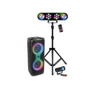 Pack Enceinte sans fil sur batterie Bluetooth 700W USB TWS LED COLUMBA700 - Pied Lumière DJ - Effet Lumière Waterwave