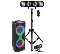 Pack Enceinte sans fil sur batterie Bluetooth 700W USB TWS LED Ibiza Sound COLUMBA700 - Pied Lumière DJ - Effet Lumière Waterwave