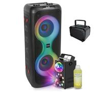 Pack Enceinte Sono DJ Ibiza COLUMBA700 Portable Bluetooth USB 700W - Machine Fumée LED FOGGY-ASTRO - 1 Mini enceinte Cadeau