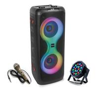 Pack Enceinte Sono Karaoke COLUMBA700 USB / Bluetooth 700W - 1 Micro filaire - Projecteur PAR - Soirée - Fête - Anniversaire