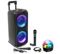 Pack Enceinte Sono Karaoke Portable Bluetooth USB TWS 600W Ibiza VENUS600 - 2 micros - 1 jeu de lumière Astro - Soirée DJ Fête