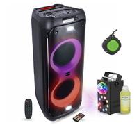 Pack Enceinte Sono Nomade USB Bluetooth 1200W Ibiza COLUMBA1200 - Machine à fumée LED - Cadeau mini enceinte Etanche