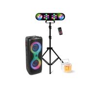Pack Enceinte sur batterie Bluetooth Active 700W USB SD TWS Ibiza COLUMBA700 - Pied Lumière DJ - Jeu Lumière Derby Disco Soirée