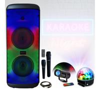Pack Enceinte sur batterie Karaoké USB Bluetooth MS-ELECTRO-SOUND600 600W 2 Micros - Jeu Lumière Effet Astro Waterwave - Soirée Fête