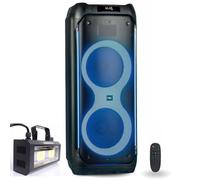 Pack Enceinte USB Bluetooth Active Autonome Ibiza COLUMBA1200 1200W - Effet Stroboscope Ibiza STROBE40LED Disco Sono Anniversaire