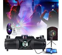 Pack Enceinte USB Bluetooth Tuner PARTY-FALCON Karaoke - 2 Jeux de Lumière Astro Disco Faisceaux - Enfant - Boom - Anniversaire