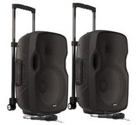 Pack Enceintes Actives Gemini AS 10 TOGO 2000W - sur Batterie avec Microphone, USB/Bluetooth/AUX/SD, SONORISATION DJ PA
