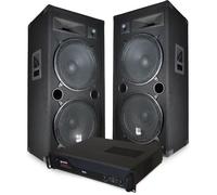 PACK ENCEINTES GEANTES AVEC AMPLI - 2x15""/38cm 4000W bassreflex BM SONIC + Ampli XGA 3000W + CABLES