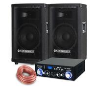 Pack Enceintes Hautparleur Systeme DJ PA Amplificateur Cable Mp3 USB SD EQ 600W