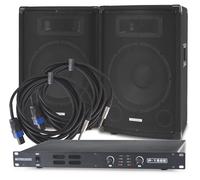 Pack Enceintes Hautparleur Systeme DJ Set Amplificateur de Puissance Cable 200W
