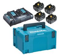 Pack énergie 18 V 4 batteries 5 Ah BL1850B + chargeur DC18RD en coffret MAKPAC MAKITA 197626-8