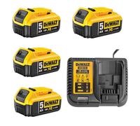 Pack ÉNERGIE DEWALT 4 Batteries 5,0 Ah 18V DCB184-XJ et un chargeur DCB115-XJ