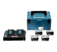 Pack énergie MAKITA - 4 batteries (4Ah) + 1 chargeur double en coffret Makpac - 18V Li-ion