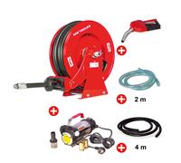 Pack enrouleur Diesel 15 m Ø 3/4 20 bars Acier peint avec pompe 230 V pistolet et tuyaux MW Tools SHD3415 SET3 230