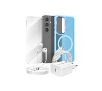 Pack Essentiel pour Galaxy S24 Coque, Verre, Chargeur, Écouteurs (5 pièces)
