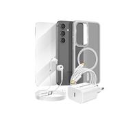 Pack Essentiel pour Galaxy S24 Coque, Verre, Chargeur, Ecouteurs (5 pièces) Gris