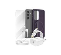 Pack Essentiel pour Galaxy S24 Coque, Verre, Chargeur, Écouteurs (5 pièces)